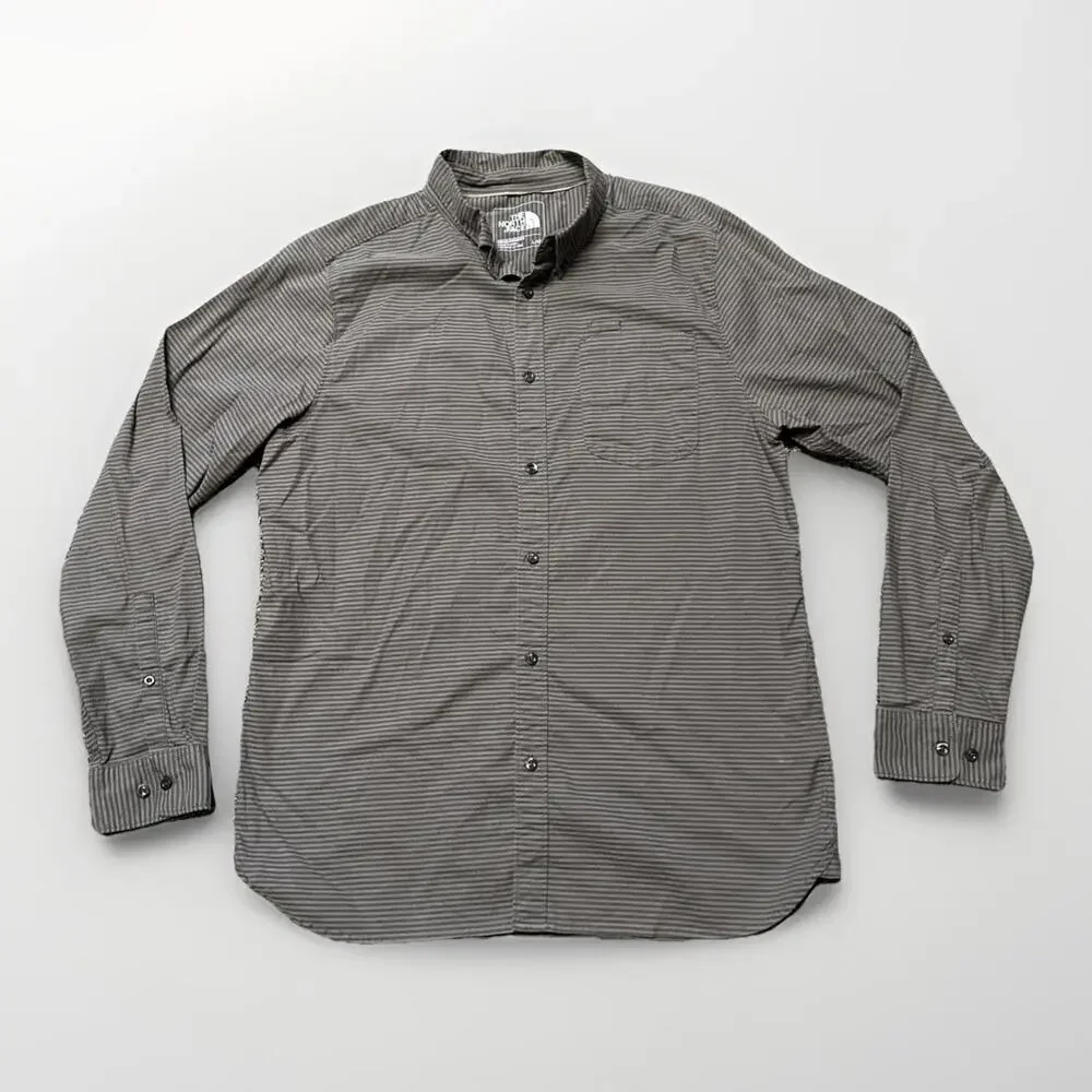 The North Face Button‎ Down Shirt Outdoor Hiking Travel Brown Large